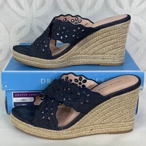 Draper James Navy Wedge Sandals
